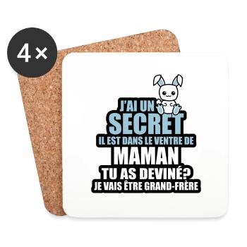 j'ai un secret je vais être grand-frère - Dessous de verre (lot de 4) - blanc - Devant
