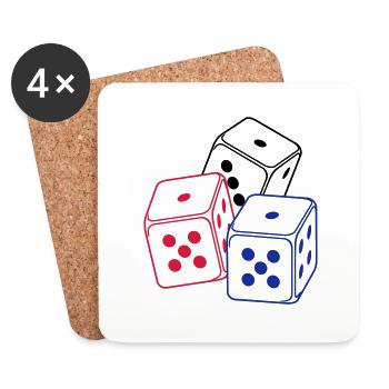 drei Spielwürfel / bunco dices (3c) - Coasters (set of 4) - white - Front