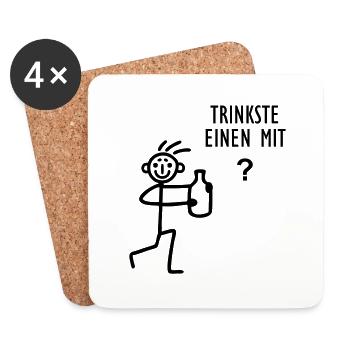 Strichmännchen - trinken - Untersetzer (4er-Set) - Weiß - Vorne