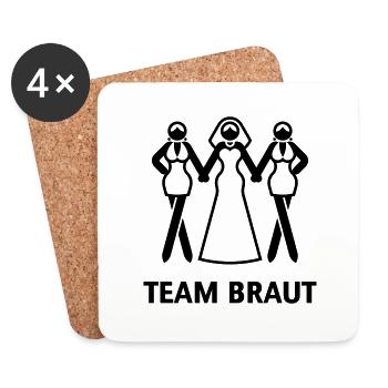 Team Braut (Junggesellinnenabschied / JGA) - Untersetzer (4er-Set) - Weiß - Vorne