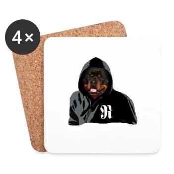 Rottweiler Hunderasse Hundesport Hundekopf - Untersetzer (4er-Set) - Weiß - Vorne