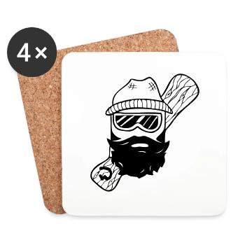 Bearded wood boarder - Coasters (set of 4) - white - Front