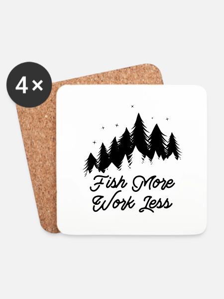 Fish More - Work Less - Untersetzer (4er-Set) - Weiß