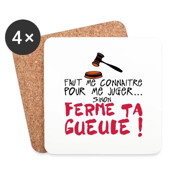 citation humour connaitre juger ferme ta - Dessous de verre (lot de 4) - blanc - Devant