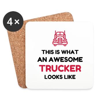 Trucker LKW Fahrer Routier Truck Camion Transport - Coasters (set of 4) - white - Front