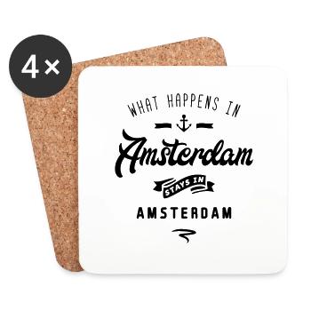 amsterdam happens stays - Untersetzer (4er-Set) - Weiß - Vorne