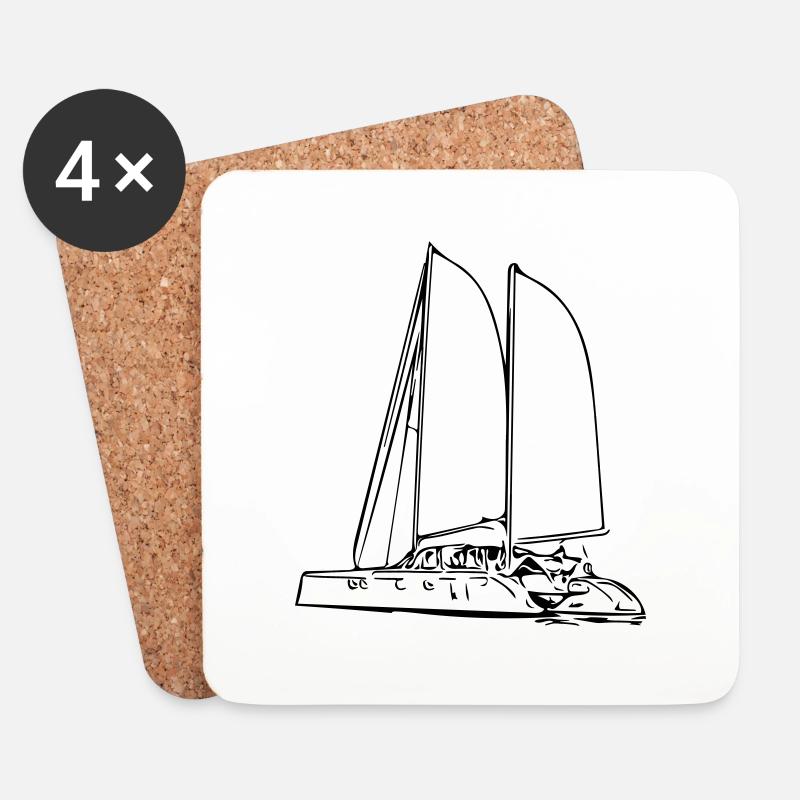 Segel Yacht - Untersetzer (4er-Set) - Weiß