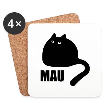 FLUFFY CAT MAU - Untersetzer (4er-Set) - Weiß - Vorne