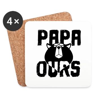 Papa ours - Dessous de verre (lot de 4) - blanc - Devant