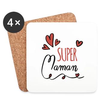 Super maman - Dessous de verre (lot de 4) - blanc - Devant