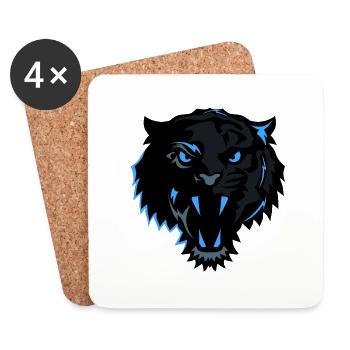 tigre tete animal sauvage design - Dessous de verre (lot de 4) - blanc - Devant