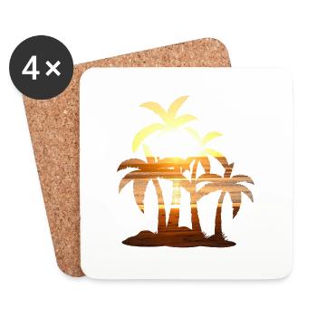 Sunset palm summer - Dessous de verre (lot de 4) - blanc - Devant