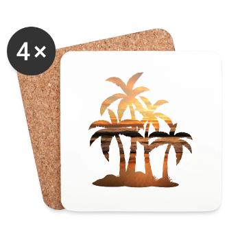 Sunset palm summer - Dessous de verre (lot de 4) - blanc - Devant