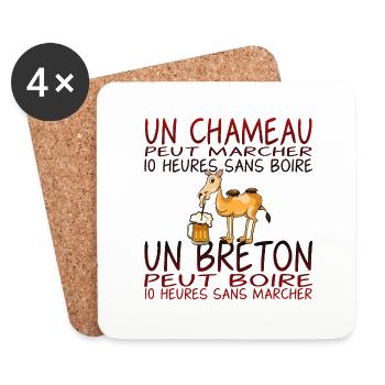 alcool humour breton chameau boire marcher 10 heur - Dessous de verre (lot de 4) - blanc - Devant