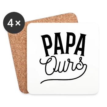 Papa ours - Dessous de verre (lot de 4) - blanc - Devant