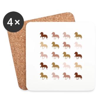 Cheval islandais - Dessous de verre (lot de 4) - blanc - Devant