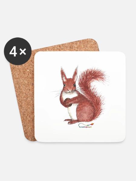 Eichhörnchen - Untersetzer (4er-Set) - Weiß