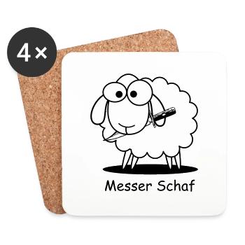 Messer Schaf Geschenk Geburtstag - Untersetzer (4er-Set) - Weiß - Vorne