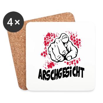 Arschgesicht - Untersetzer (4er-Set) - Weiß - Vorne