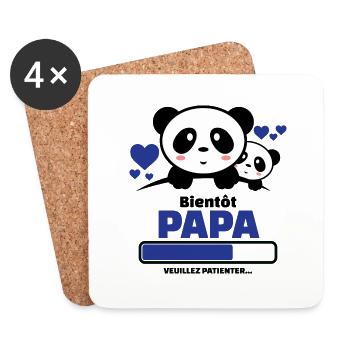 bientôt papa veuillez patienter ( panda ) - Dessous de verre (lot de 4) - blanc - Devant