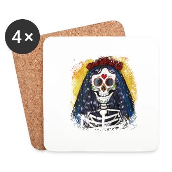 Santa Muerte ou Sainte mort mexicaine - Dessous de verre (lot de 4) - blanc - Devant