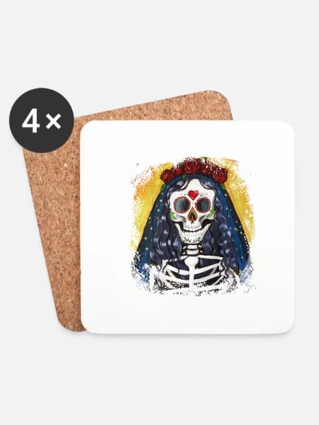 Santa Muerte oder Heiliger mexikanischer Tod - Untersetzer (4er-Set) - Weiß