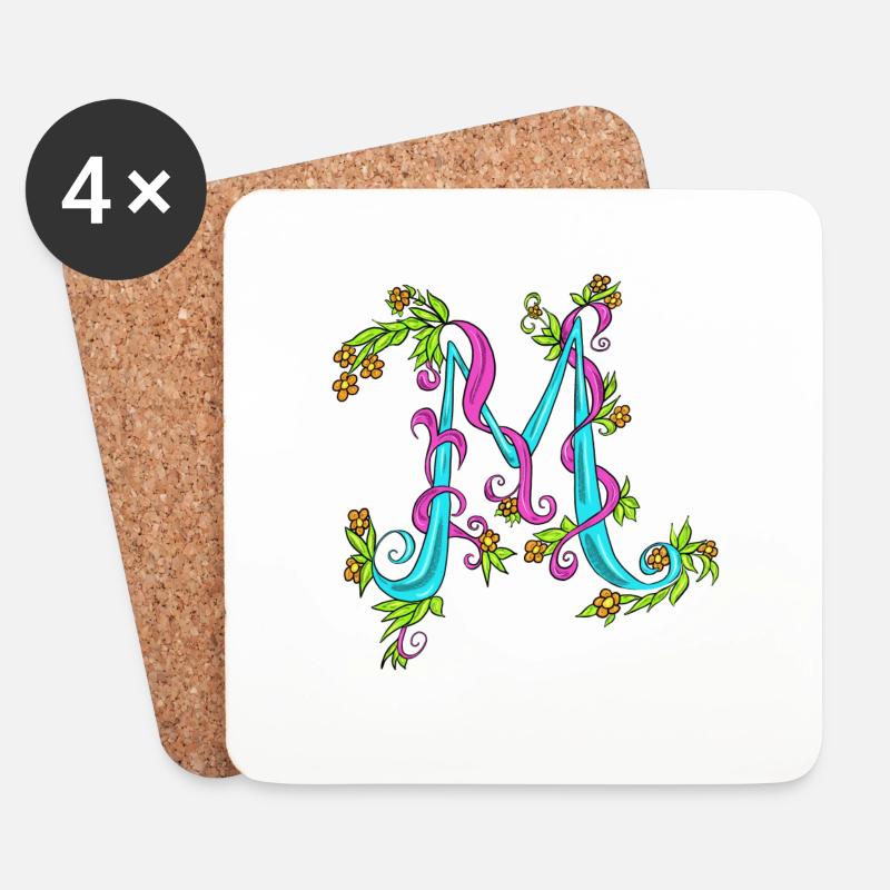Buchstabe M - Untersetzer (4er-Set) - Weiß