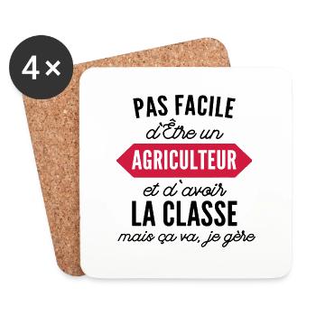 agriculteur et classe - Dessous de verre (lot de 4) - blanc - Devant