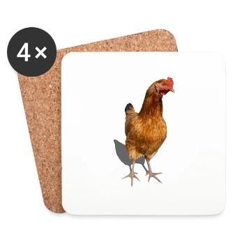 poule - Dessous de verre (lot de 4) - blanc - Devant