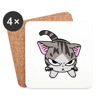 Cat anime evil - Coasters (set of 4) - white - Front