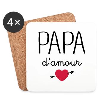 Papa D'Amour - Dessous de verre (lot de 4) - blanc - Devant