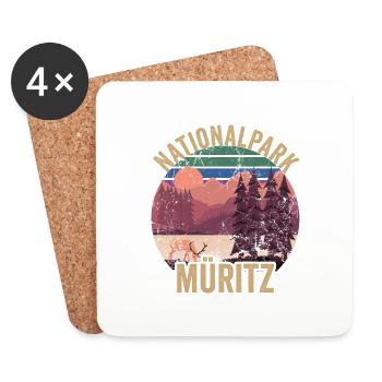 Nationalpark Müritz Vintage Wandern - Untersetzer (4er-Set) - Weiß - Vorne