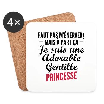 je suis une adorable gentille princesse - Dessous de verre (lot de 4) - blanc - Devant