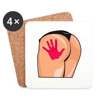 main fesses cul popotin coquin humour - Dessous de verre (lot de 4) - blanc - Devant