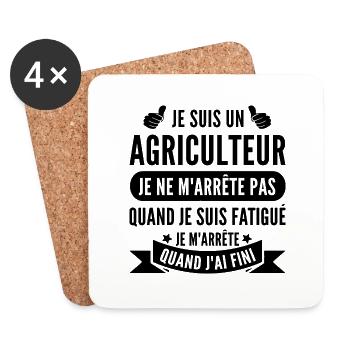 je suis un agriculteur - humour agriculture - Dessous de verre (lot de 4) - blanc - Devant