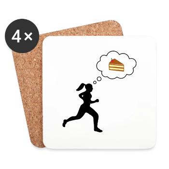 Le coureur pense au gâteau - Dessous de verre (lot de 4) - blanc - Devant