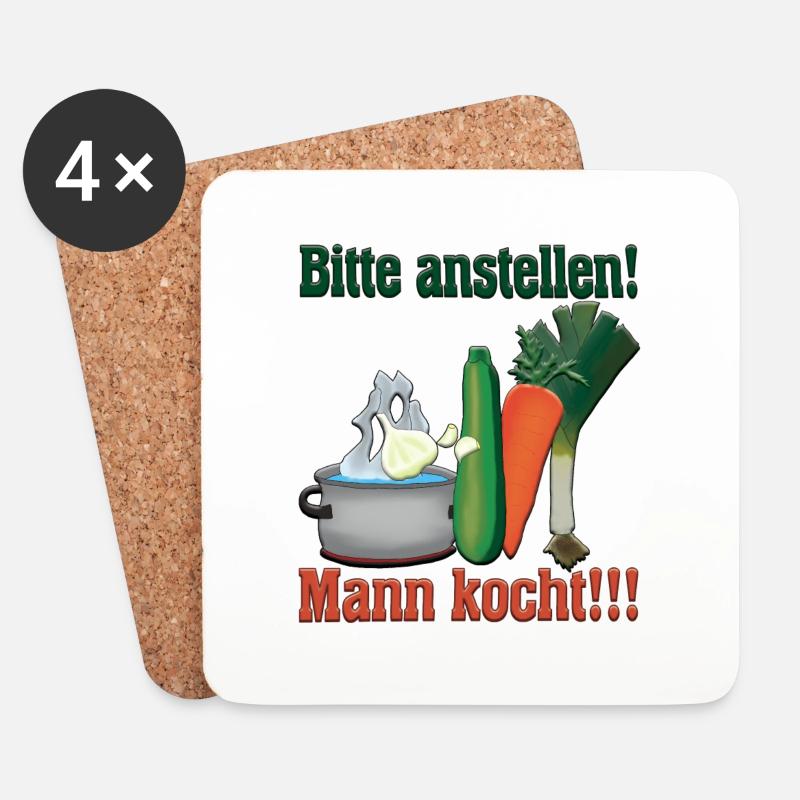 Kochtopf Gemüse - Untersetzer (4er-Set) - Weiß