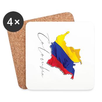 Real Colombia Flag - Flag Map ES / EN - Coasters (set of 4) - white - Front