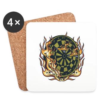 Burning dartboard - Coasters (set of 4) - white - Front