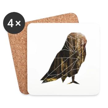 Die Eule im wald - Untersetzer (4er-Set) - Weiß - Vorne