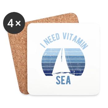 Segelboot I need Vitamin Sea - Untersetzer (4er-Set) - Weiß - Vorne