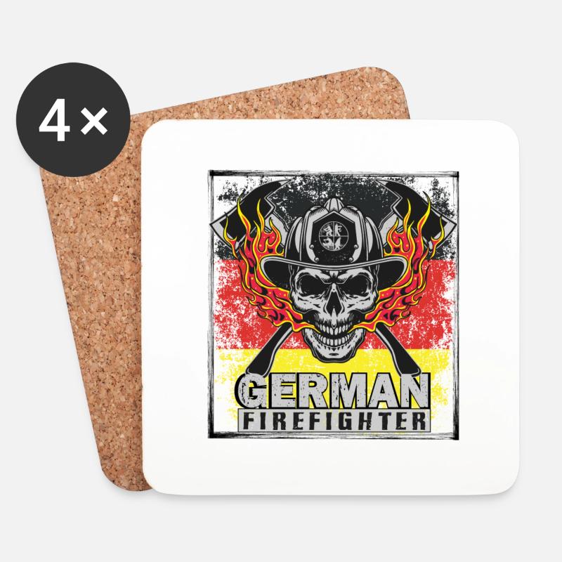 Firefighter / Feuerwehr - Untersetzer (4er-Set) - Weiß