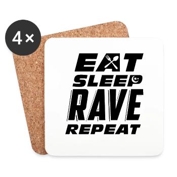 Eat Sleep Rave Repeat Raver Musik Bass Techno - Untersetzer (4er-Set) - Weiß - Vorne