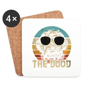 Goldendoodle Dog The Dood Cadeau rétro drôle - Dessous de verre (lot de 4) - blanc - Devant