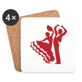 Flamenco Paar - Untersetzer (4er-Set) - Weiß - Vorne