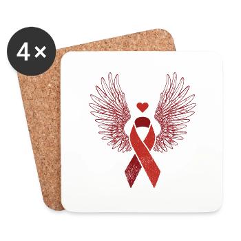 Myeloma winged ribbon - myeloma cancer awareness - Coasters (set of 4) - white - Front