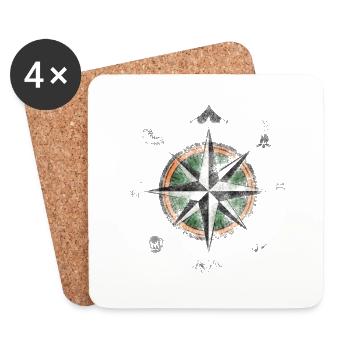 Compass Camping Hiking Outdoor Design Gift - Coasters (set of 4) - white - Front