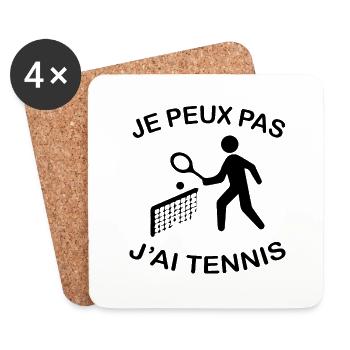 Je Peux Pas J'ai Tennis - Dessous de verre (lot de 4) - blanc - Devant