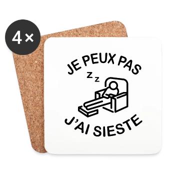 Je Peux Pas J'ai Sieste - Dessous de verre (lot de 4) - blanc - Devant