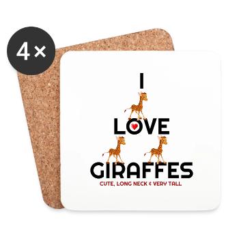 Ich liebe Giraffen, Giraffen, Giraffen-Liebhaber, Giraffe - Untersetzer (4er-Set) - Weiß - Vorne
